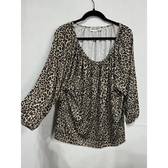 Cathy Daniels Vintage Y2K Leopard Animal Print Scoop Neck Blouse Plus Size 1X - Picture 5 of 5